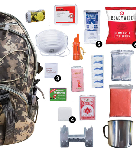 Camouflage 64 Piece Complete Survival Backpack