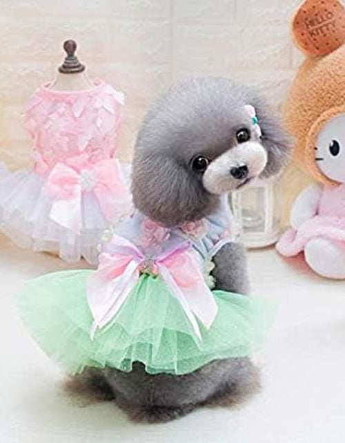Load image into Gallery viewer, Pet Dog Dress Cute Girl Dogs Lace Skirt Puppy Princess Jumpsuit Party Floral Dresses Ribbon Bow Doggie Costumes
