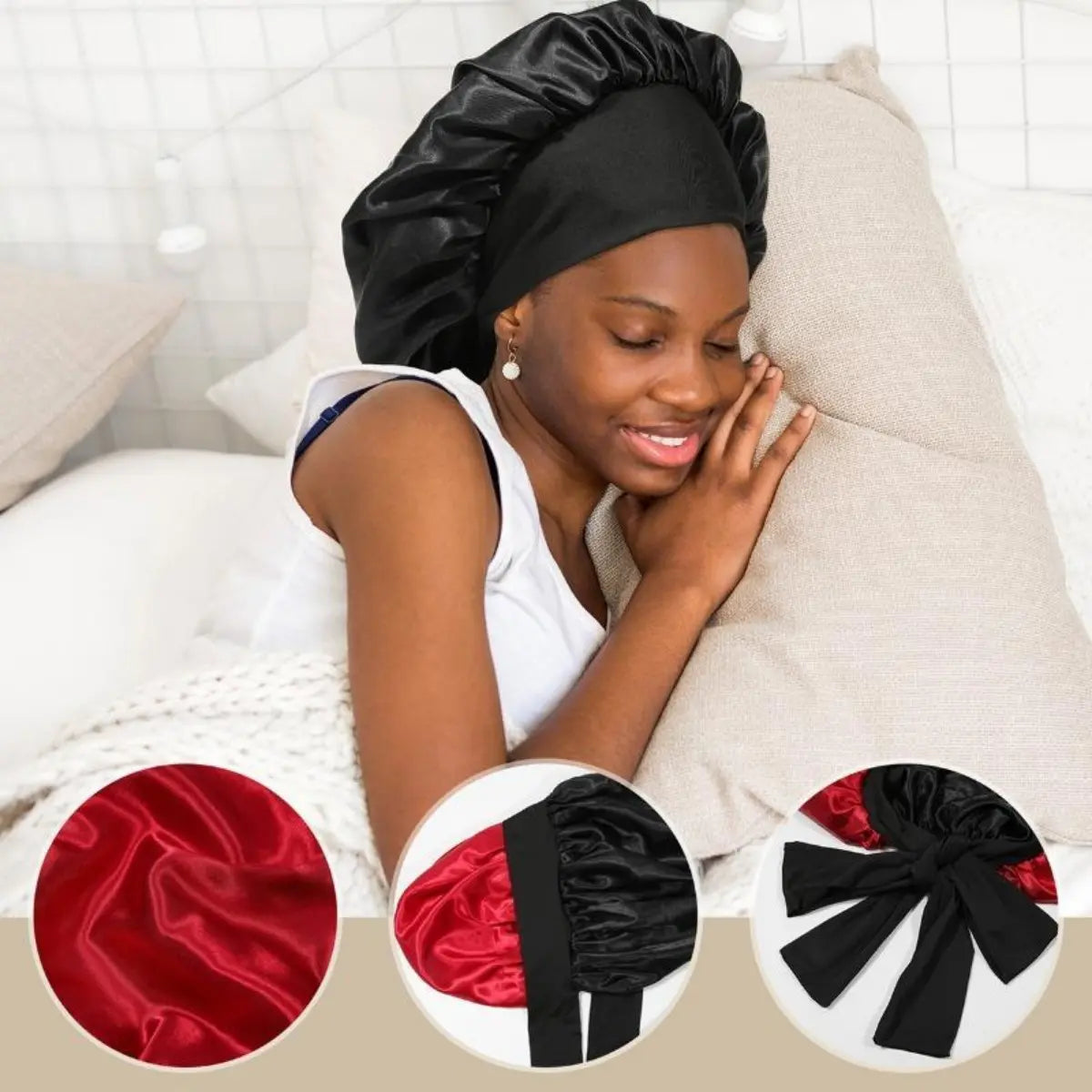 Silk-Like Satin Double-Layer Hair Cap