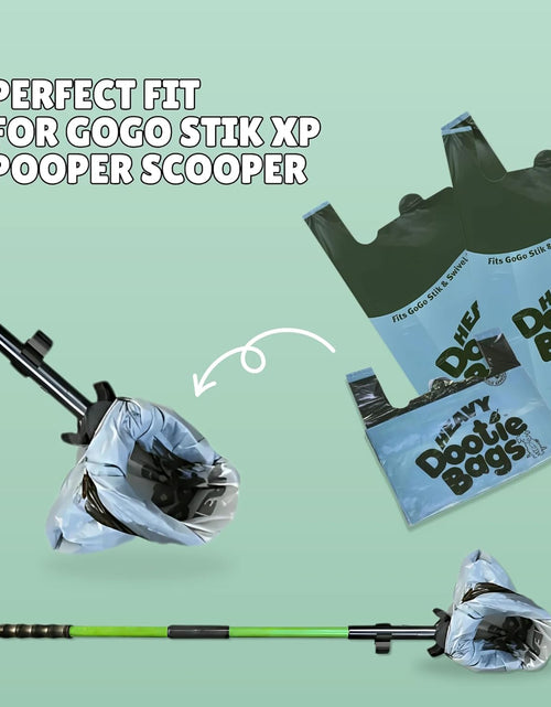 Load image into Gallery viewer, HEAVY Dootie Bags® VERY LARGE Dog and Cat Waste Poop Bags. 100 Count Strong Multi-Use, Leakproof with EZ Tie Handles and Gussets. Made with Corn Starch. Fits  and Swivel Bin Pooper Scoopers.
