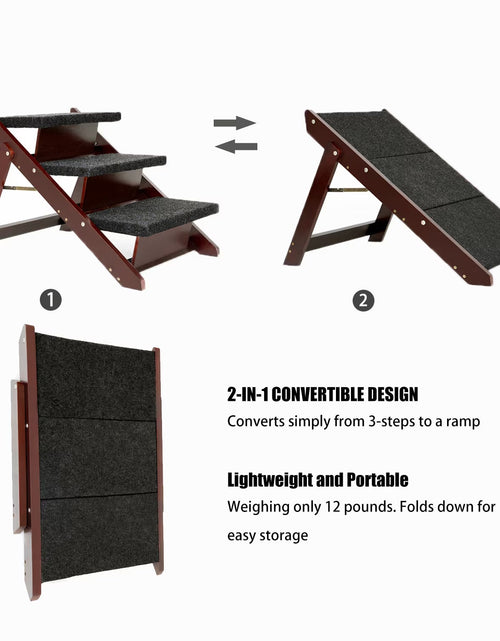 Load image into Gallery viewer, Wood Pet Stairs Pet Steps Foldable 3 Levels Dog Stairs &amp; Ramp Perfect For Beds And Cars Portable Dog Cat Ladder Up To 110 Pounds
