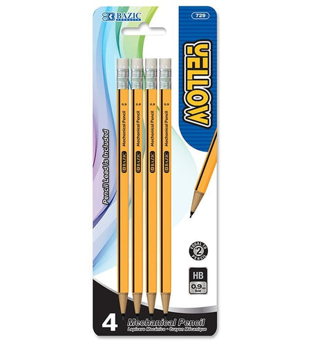 Yellow 0.9mm Mechanical Pencil (4/Pack)